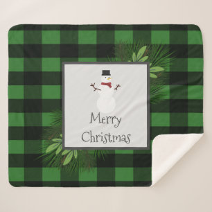 Snowman Green Buffalo Pset Sherpa Blanket Deken