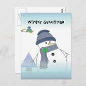 Snowman Greetings Briefkaart (Voorkant / Achterkant)
