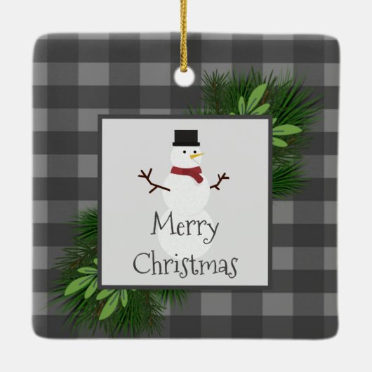 Snowman Grey Buffalo Pset Ceramic Ornament (Achterkant)