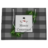 Snowman Gris Buffalo Plaid Sac cadeau (Devant)