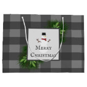Snowman Gris Buffalo Plaid Sac cadeau (Dos)
