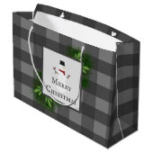 Snowman Gris Buffalo Plaid Sac cadeau (Dos Angle)