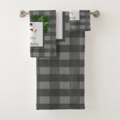 Snowman Gris Buffalo Plaid Serviette Set (En situation)