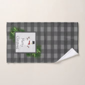 Snowman Gris Buffalo Plaid Serviette Set (Serviette à main)