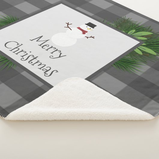 Snowman Gris Buffalo Plaid Sherpa Blanche (3/4)