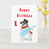 Snowman Guitare Player Carte d'anniversaire (Fleur jaune)