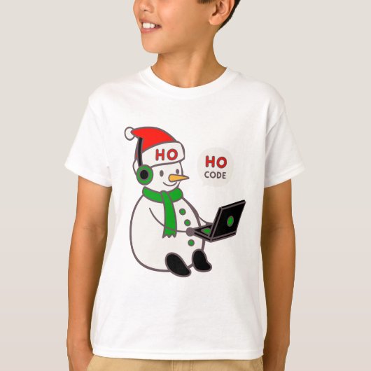 Snowman Hacker Ho Ho Code Christmas Tee T-shirt (Voorkant)