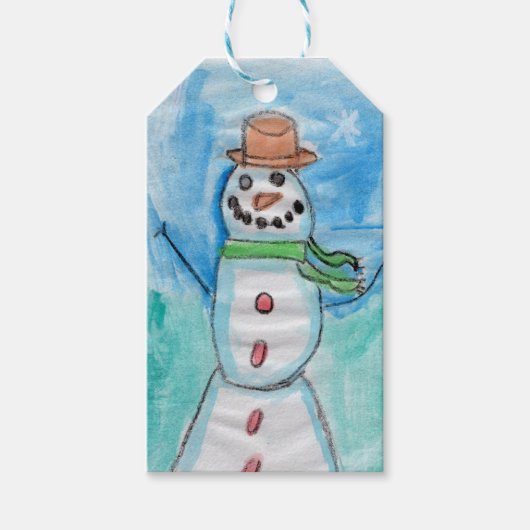 Snowman Happiness - Kinder kunst voor CHOC Cadeaulabel (Voorkant)