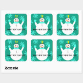 Snowman Happy New Year Carré Stickers (Feuille)