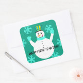 Snowman Happy New Year Carré Stickers (Enveloppe)