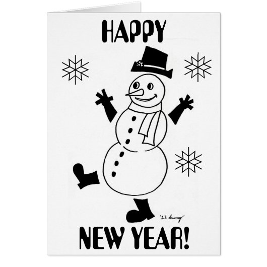 Snowman "HAPPY NEW YEAR"-kaart (Voorkant)