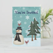 Snowman hiver Anniversaire Fête Invitation (Debout devant)