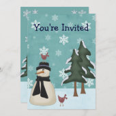 Snowman hiver Anniversaire Fête Invitation (Devant / Derrière)