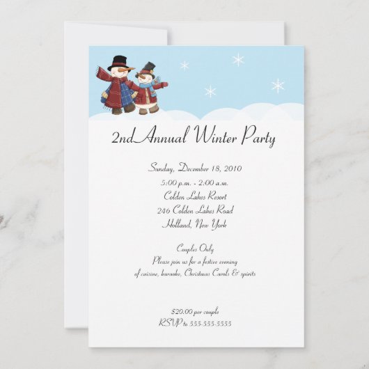 SNOWMAN Hiver Invitation (Dos)