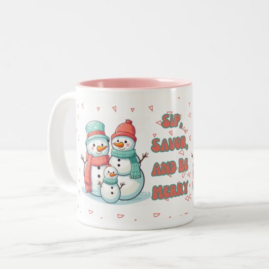 Snowman Hiver pastel Couleur Mug (Devant gauche)