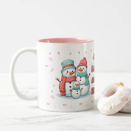 Snowman Hiver pastel Couleur Mug (Avec donut)