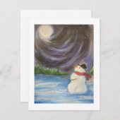 Snowman hiver scène Flat Note Carte (Devant / Derrière)