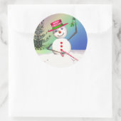 Snowman Holding Mistletoe Ronde Sticker (Tas)