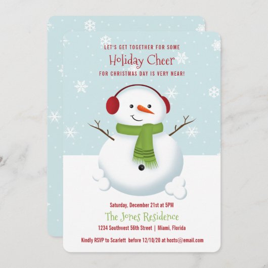 Snowman Holiday Cheer Kaart (Voorkant / Achterkant)