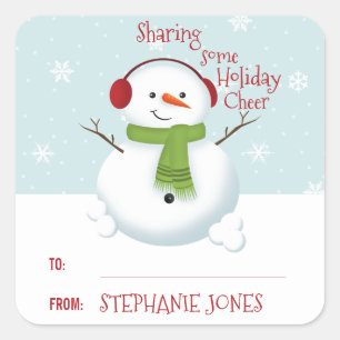Snowman Holiday Cheer Vierkante Sticker