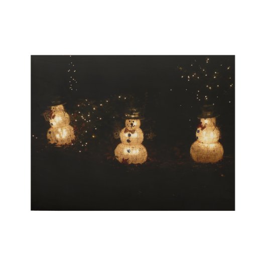 Snowman Holiday Light Display Houten Poster (Voorkant)
