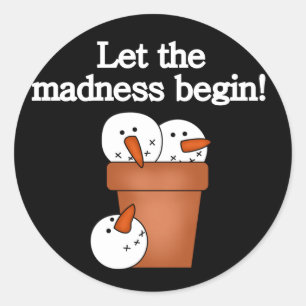 Snowman Holiday Madness T-shirts en cadeautjes Ronde Sticker