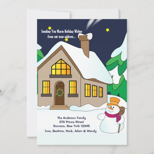 Snowman Holiday Moving Announter Feestdagenkaart (Voorkant)