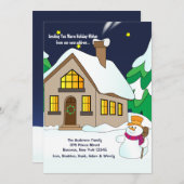 Snowman Holiday Moving Announter Feestdagenkaart (Voorkant / Achterkant)