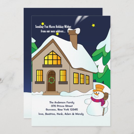 Snowman Holiday Moving Faire-part (Devant / Derrière)