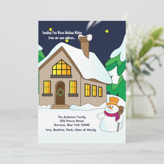 Snowman Holiday Moving Faire-part (Debout devant)