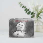 Snowman Holiday, zwart-wit gewijzigd Briefkaart (Staand voorkant)