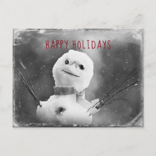 Snowman Holiday, zwart-wit gewijzigd Briefkaart