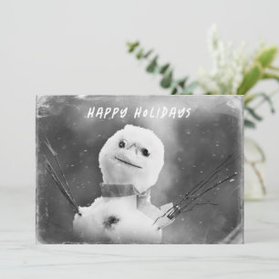 Snowman Holiday, zwart-wit gewijzigd Feestdagenkaart