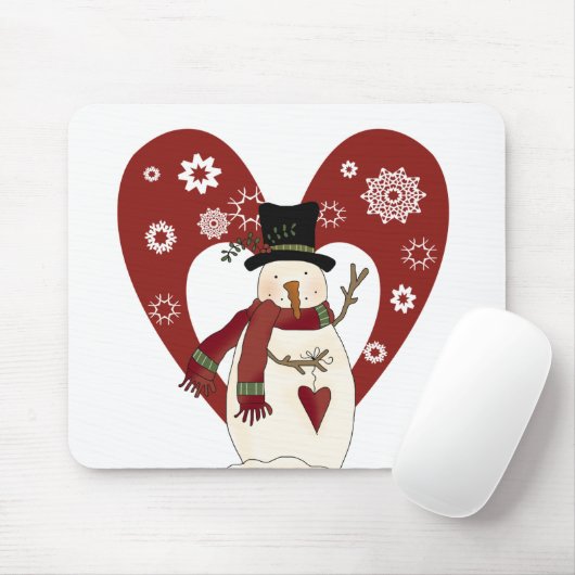 Snowman houdt van sneeuwt-T-shirts en cadeautjes Muismat (Met muis)