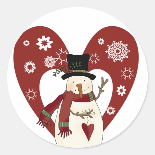 Snowman houdt van sneeuwt-T-shirts en cadeautjes Ronde Sticker (Voorkant)