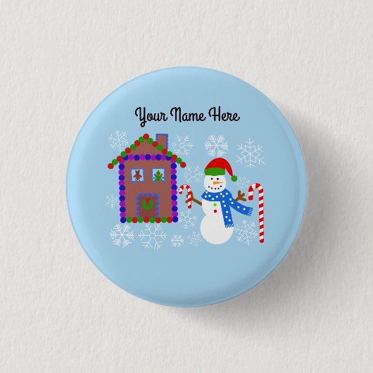 Snowman & House #1 Button (Voorkant)
