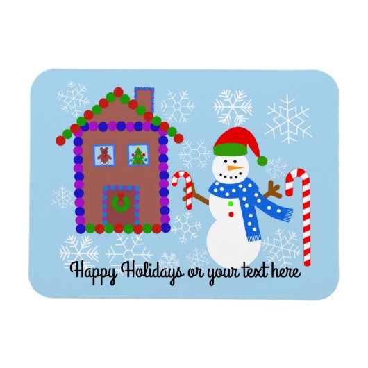 Snowman & House #1 Magnet Magneet (Horizontaal)