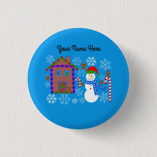 Snowman & House #2 Button (Voorkant)