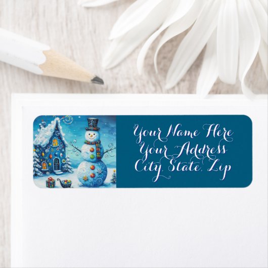 Snowman House Presents Personalized Christmas Etiket (Insitu)