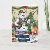 Snowman Hunter Funny Redneck Carte de Noël (Devant)