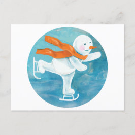 Snowman Ice Skater Briefkaart