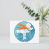 Snowman Ice Skater Briefkaart (Staand voorkant)