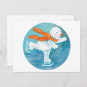 Snowman Ice Skater Briefkaart (Voorkant / Achterkant)