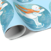 Snowman Ice Skater Cadeaupapier (Rol Hoek)