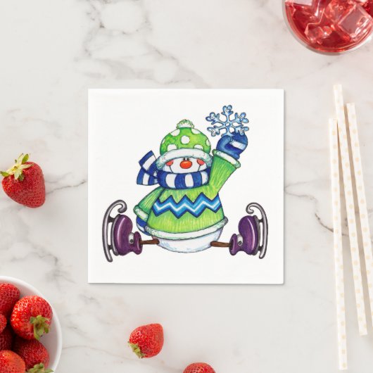 Snowman Ice Skating - Papier Napkins Servetten (Insitu)
