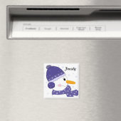 Snowman in Blue Pet en Scarf Magneet (Insitu (Vaatwasser))