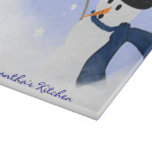 Snowman in de Wind Personalized Cutting Board Snijplank (Hoek)