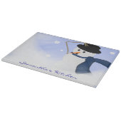 Snowman in de Wind Personalized Cutting Board Snijplank (Hoek)