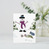 Snowman in het bos briefkaart (Staand voorkant)
