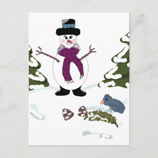 Snowman in het bos briefkaart (Voorkant)